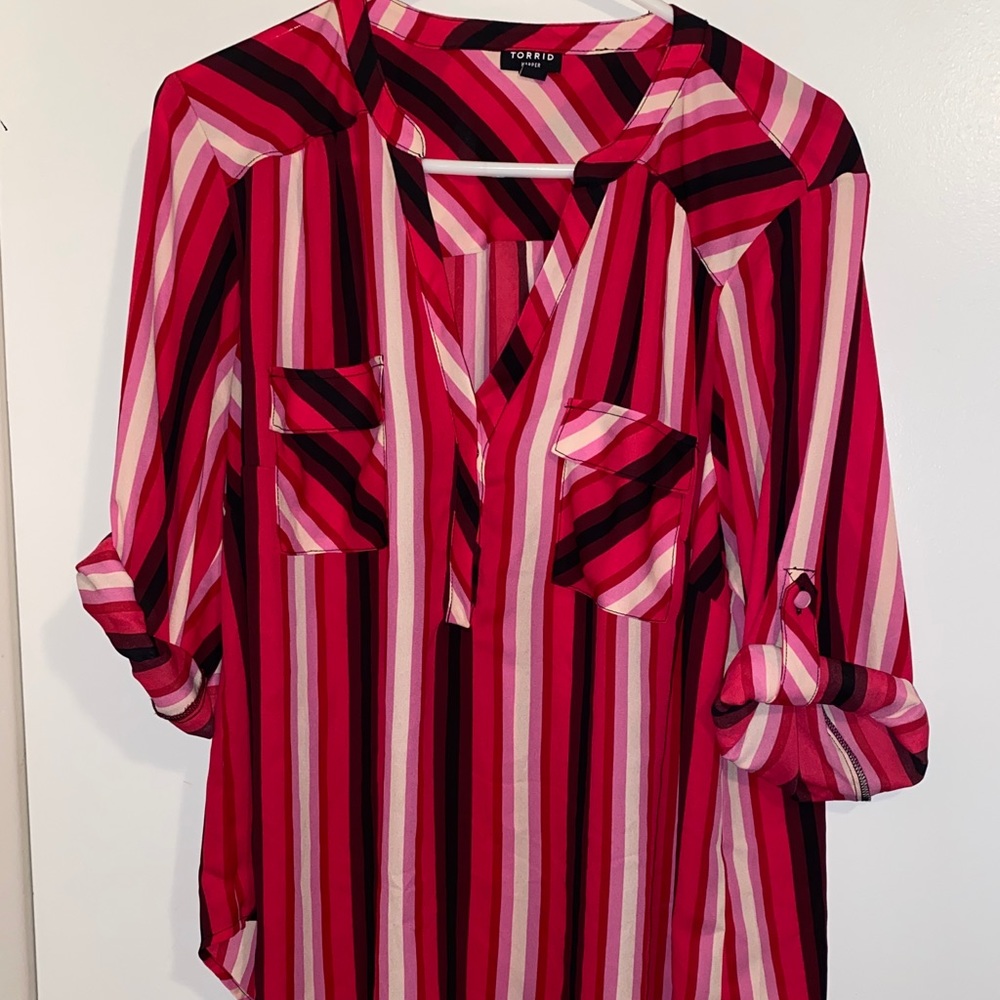 Harper style ¾ sleeve, striped blouse